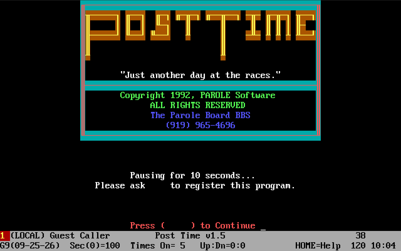PostTime title screen