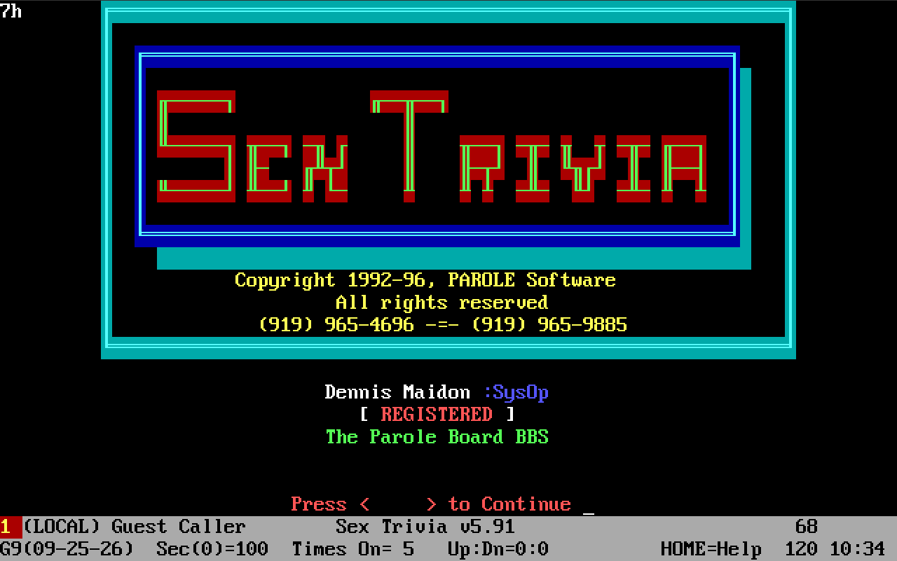 sex trivia title screen