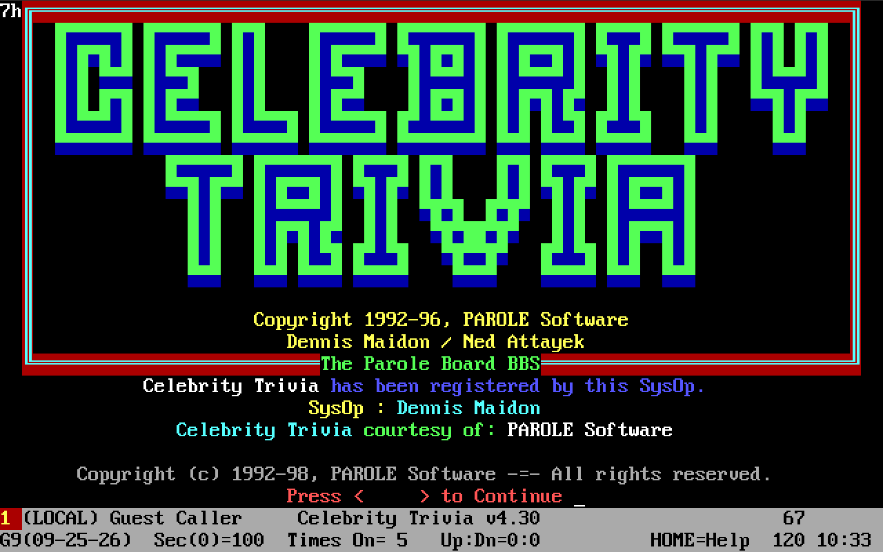 celebrity trivia title screen