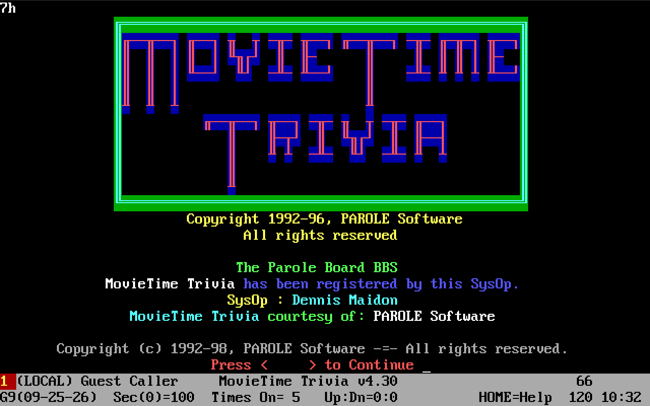 movietime trivia title screen