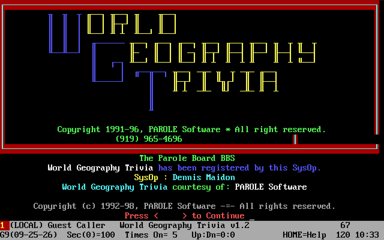 world geography trivia title screen