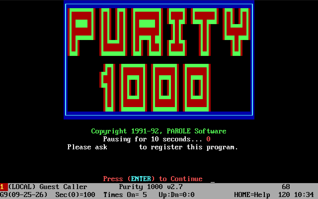 purity 1000 title screen