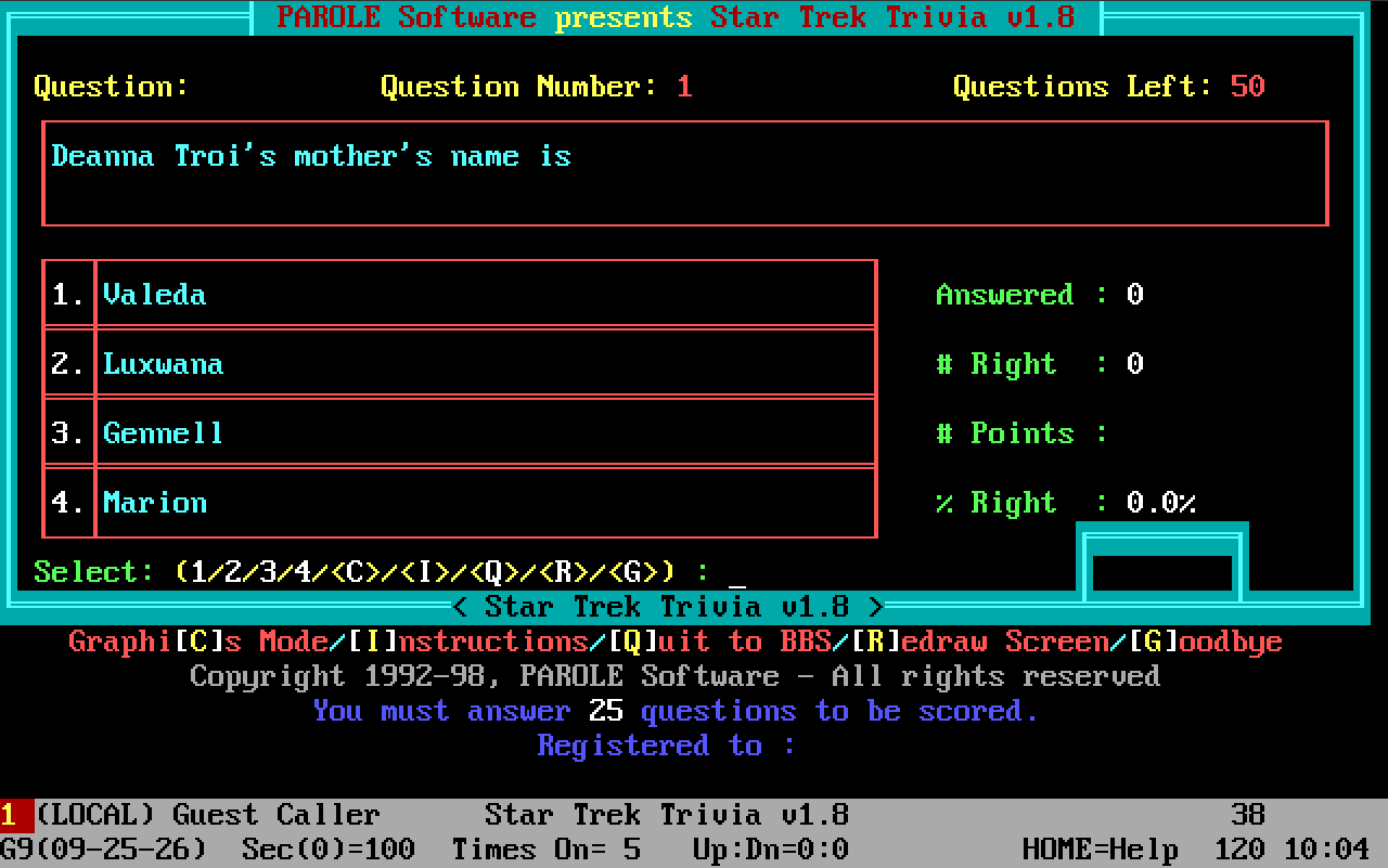 Star Trek Trivia 1.8 running in the browser: a question about Deanna Troi