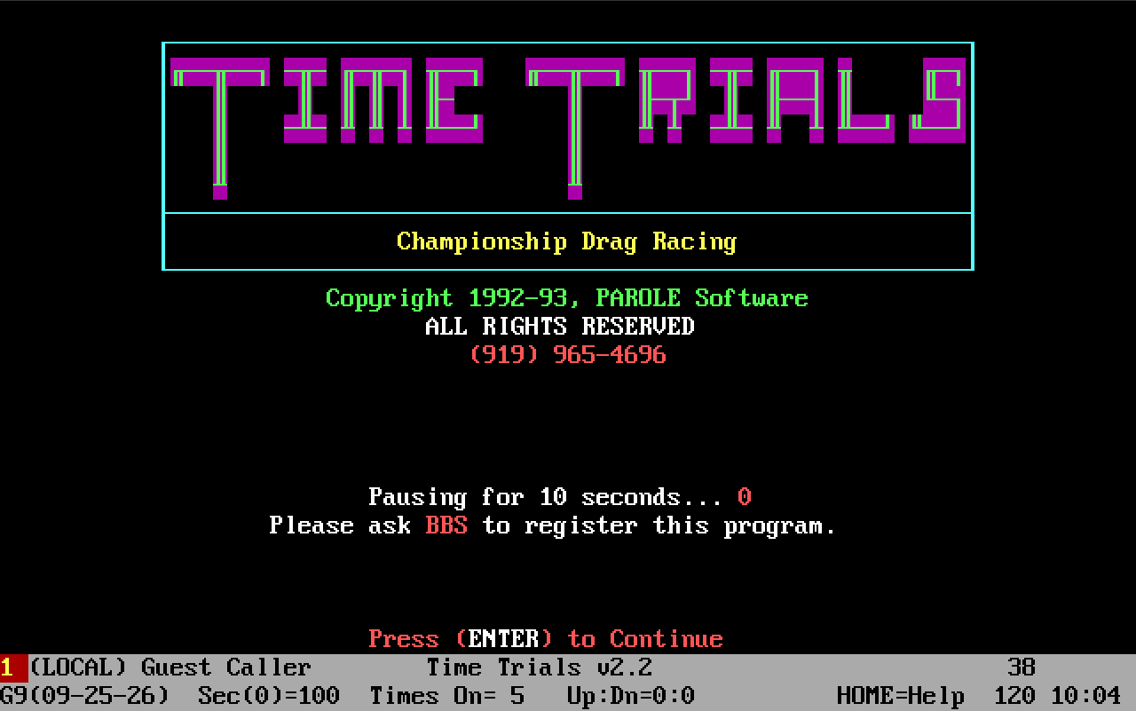 Time Trials title screen