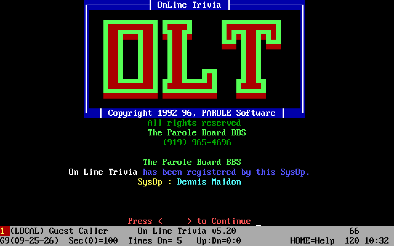 online trivia title screen
