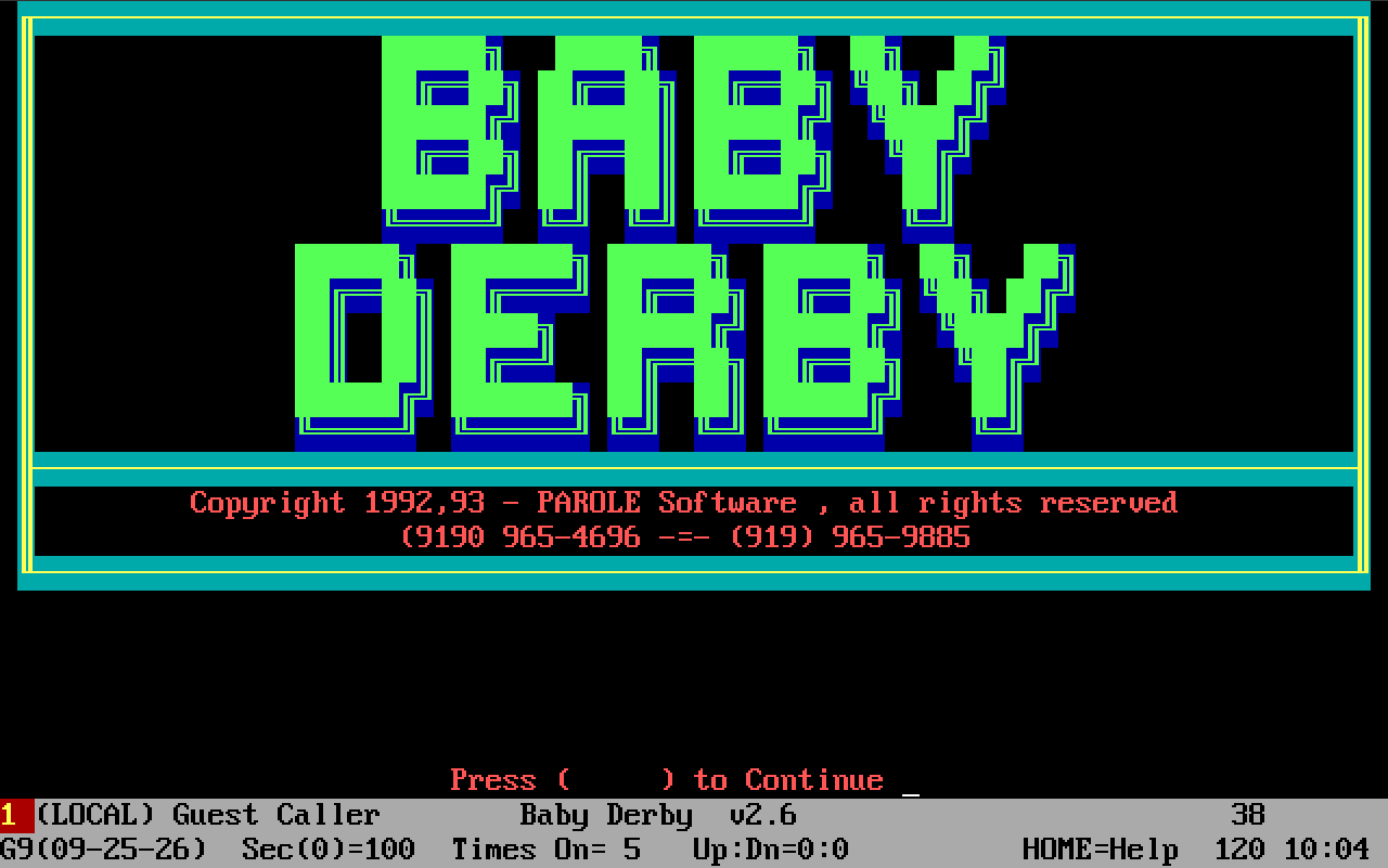Baby Derby title screen