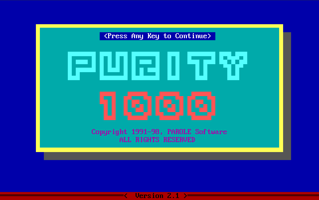 purity 1000 stand alone title screen