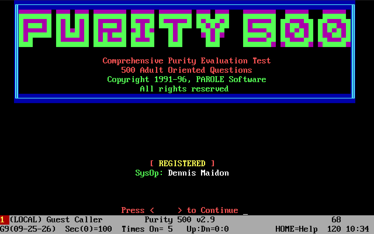 purity 500 title screen