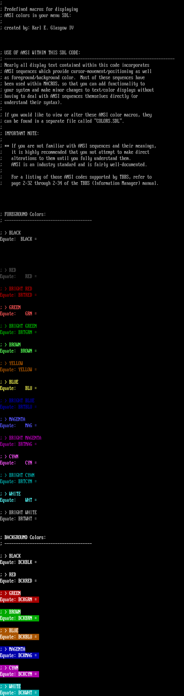 ANSI art: COLORS.SDL