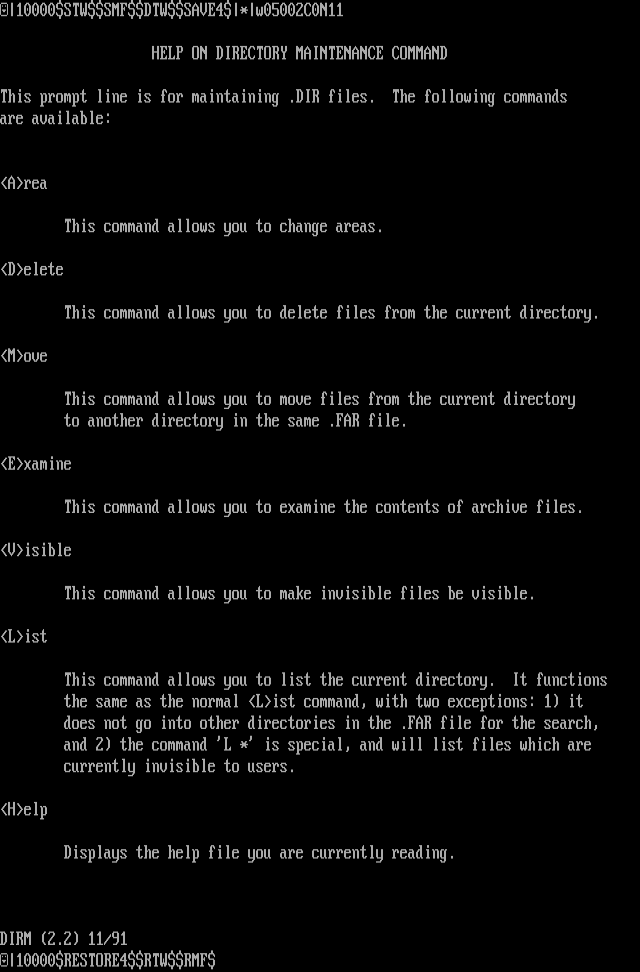 ANSI art: DIRMHELP.$$$