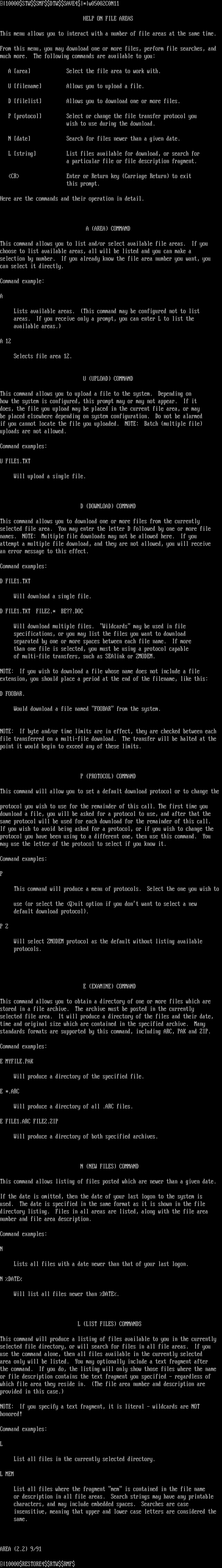 ANSI art: AREAHELP.$$$