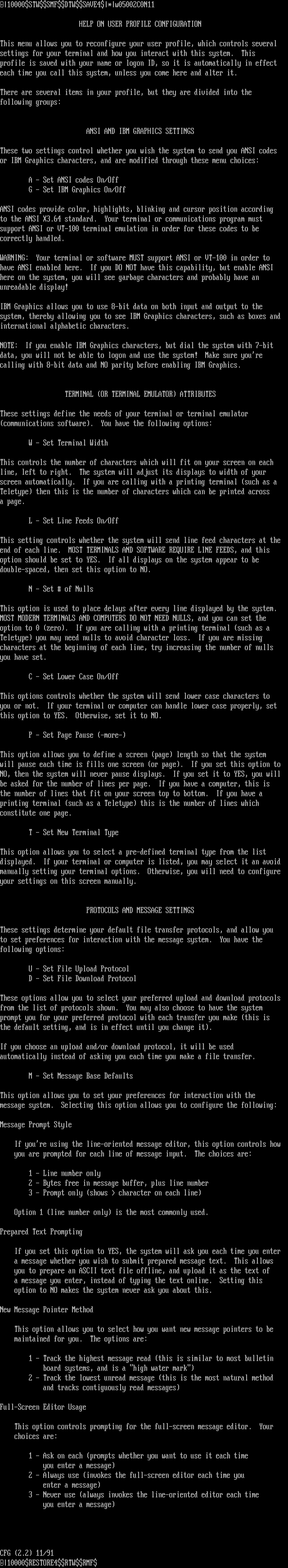 ANSI art: CFGHELP.$$$