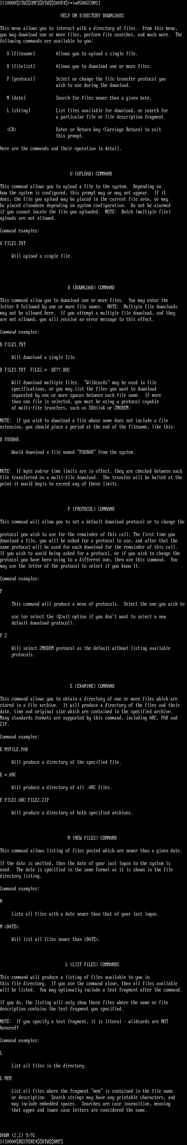 ANSI art: DOWNHELP.$$$