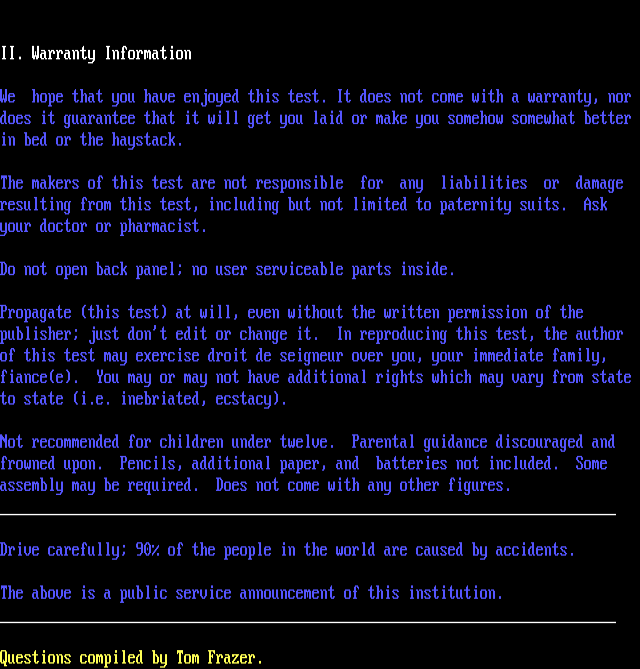 ANSI art: WARRANTY.ANS