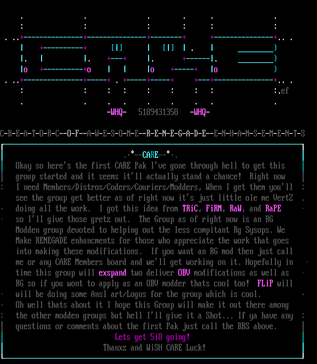 ANSI art: CARE.NFO